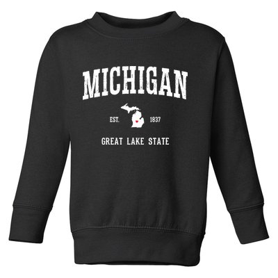 Love Michigan Great Lake State MI Est 1837 Home Toddler Sweatshirt