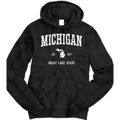 Love Michigan Great Lake State MI Est 1837 Home Tie Dye Hoodie