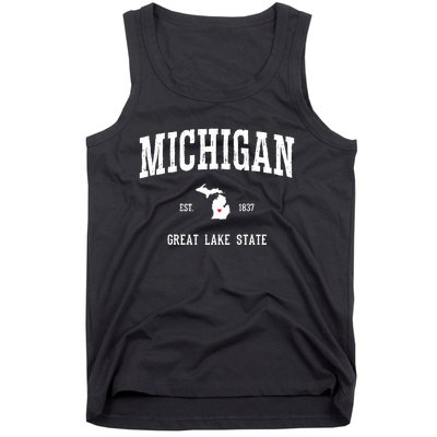 Love Michigan Great Lake State MI Est 1837 Home Tank Top