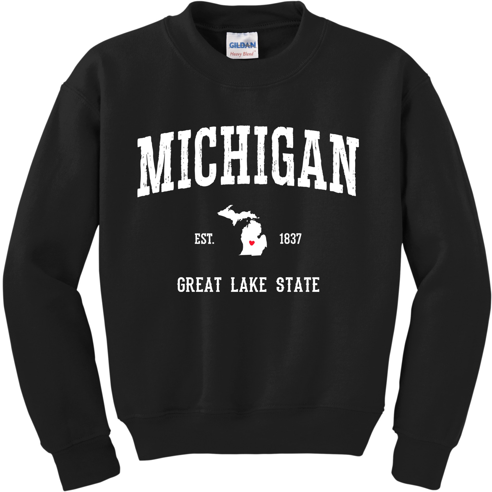 Love Michigan Great Lake State MI Est 1837 Home Kids Sweatshirt