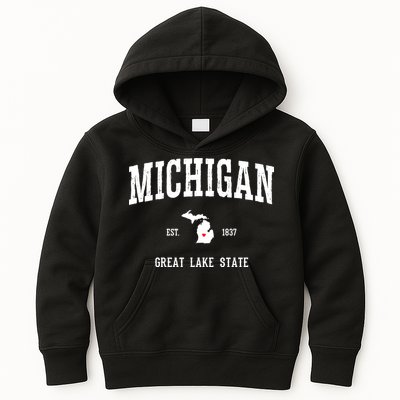 Love Michigan Great Lake State MI Est 1837 Home Kids Hoodie
