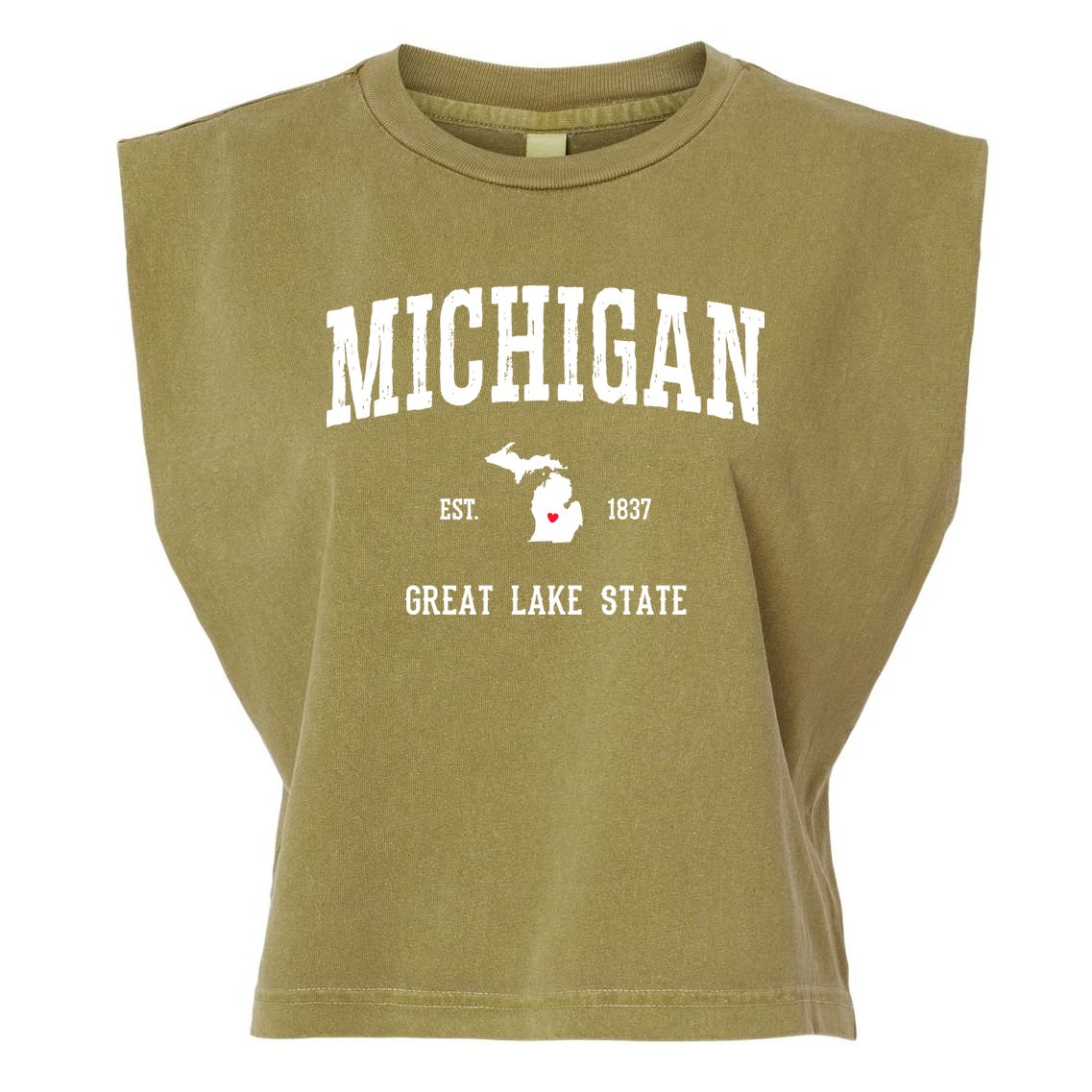 Love Michigan Great Lake State MI Est 1837 Home Garment-Dyed Women's Muscle Tee
