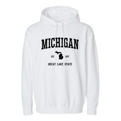 Love Michigan Great Lake State MI Est 1837 Home Garment-Dyed Fleece Hoodie