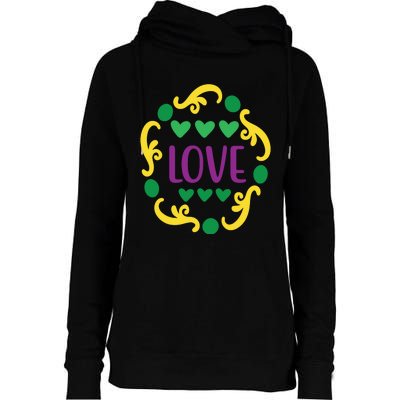 Love Mardi Gras Womens Funnel Neck Pullover Hood