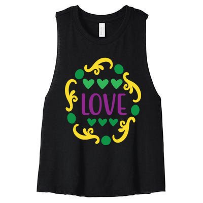 Love Mardi Gras Women's Racerback Cropped Tank