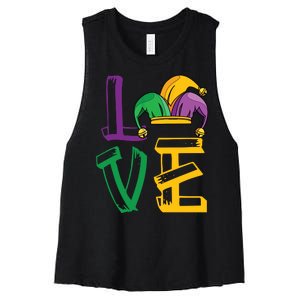 Love Mardi Gras Funny Mardi Gras Party Women's Racerback Cropped Tank