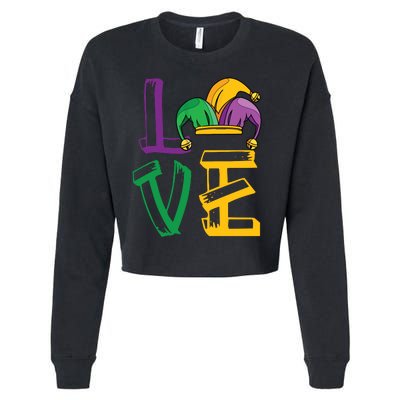 Love Mardi Gras Funny Mardi Gras Party Cropped Pullover Crew