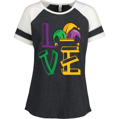 Love Mardi Gras Funny Mardi Gras Party Enza Ladies Jersey Colorblock Tee