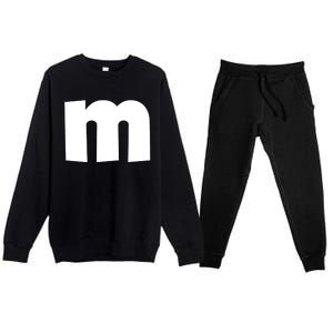 Letter M Groups Halloween Matching Team Easy Lazy Costume Premium Crewneck Sweatsuit Set