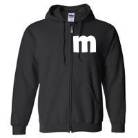 Letter M Groups Halloween Matching Team Easy Lazy Costume Full Zip Hoodie