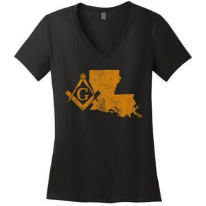 Louisiana Masons Grand Lodge F&Am La Mason FatherS Day Women's V-Neck T-Shirt