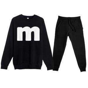 Letter M Groups Halloween Matching Team Easy Lazy Costume Premium Crewneck Sweatsuit Set