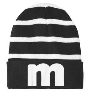 Letter M Groups Halloween Matching Team Easy Lazy Costume Striped Beanie with Solid Band