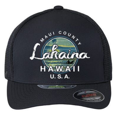 Lahaina Maui Hawaii Surfing Retro Flexfit Unipanel Trucker Cap