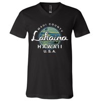 Lahaina Maui Hawaii Surfing Retro V-Neck T-Shirt