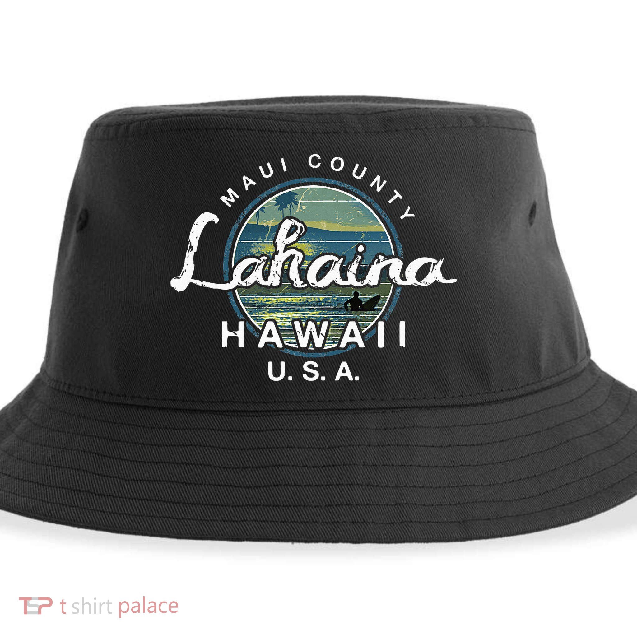Lahaina Maui Hawaii Surfing Retro Sustainable Bucket Hat