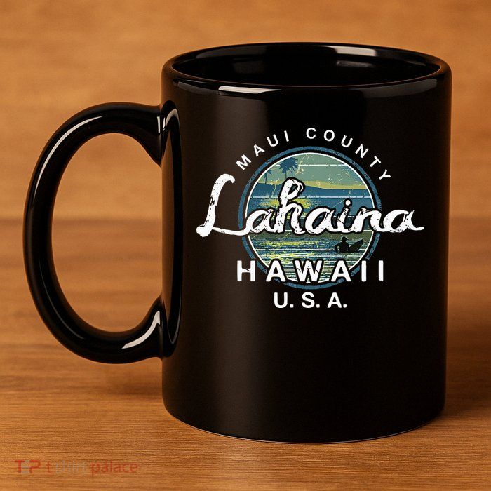 Lahaina Maui Hawaii Surfing Retro 11oz C Handle Ceramic Mug