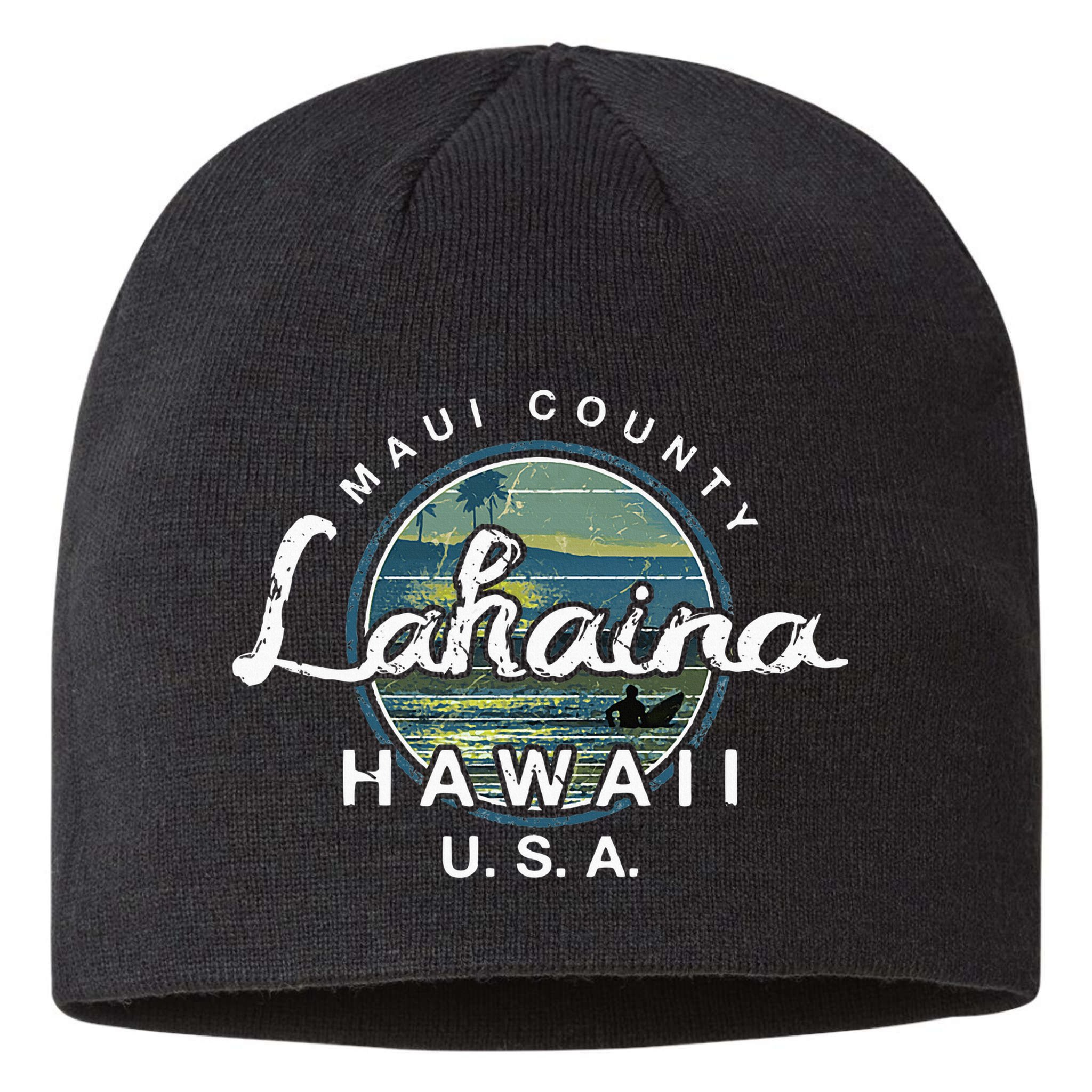 Lahaina Maui Hawaii Surfing Retro Sustainable Beanie