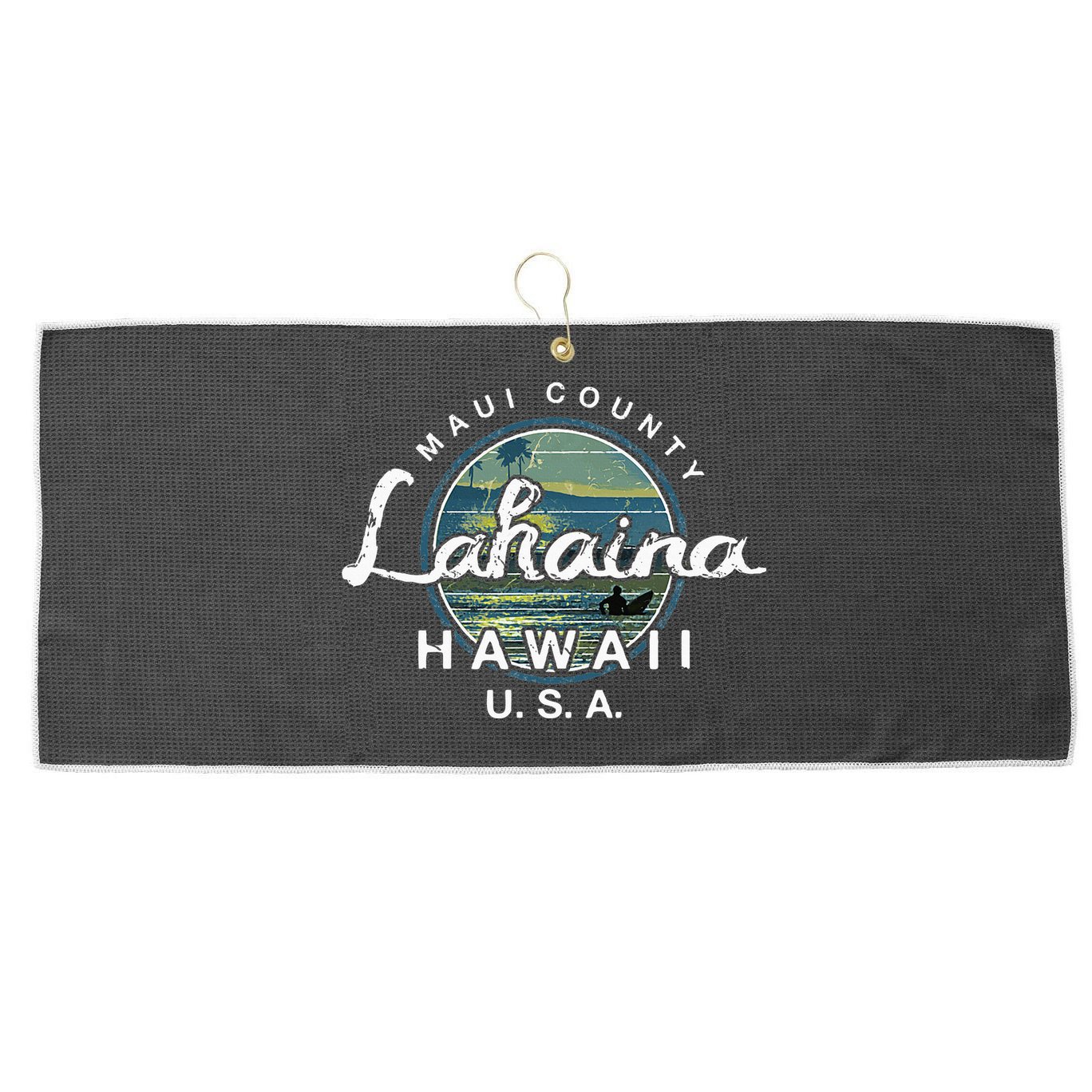 Lahaina Maui Hawaii Surfing Retro Large Microfiber Waffle Golf Towel