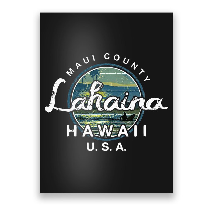 Lahaina Maui Hawaii Surfing Retro Poster