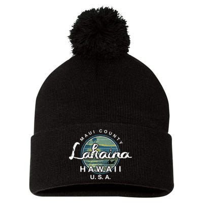 Lahaina Maui Hawaii Surfing Retro Pom Pom 12in Knit Beanie