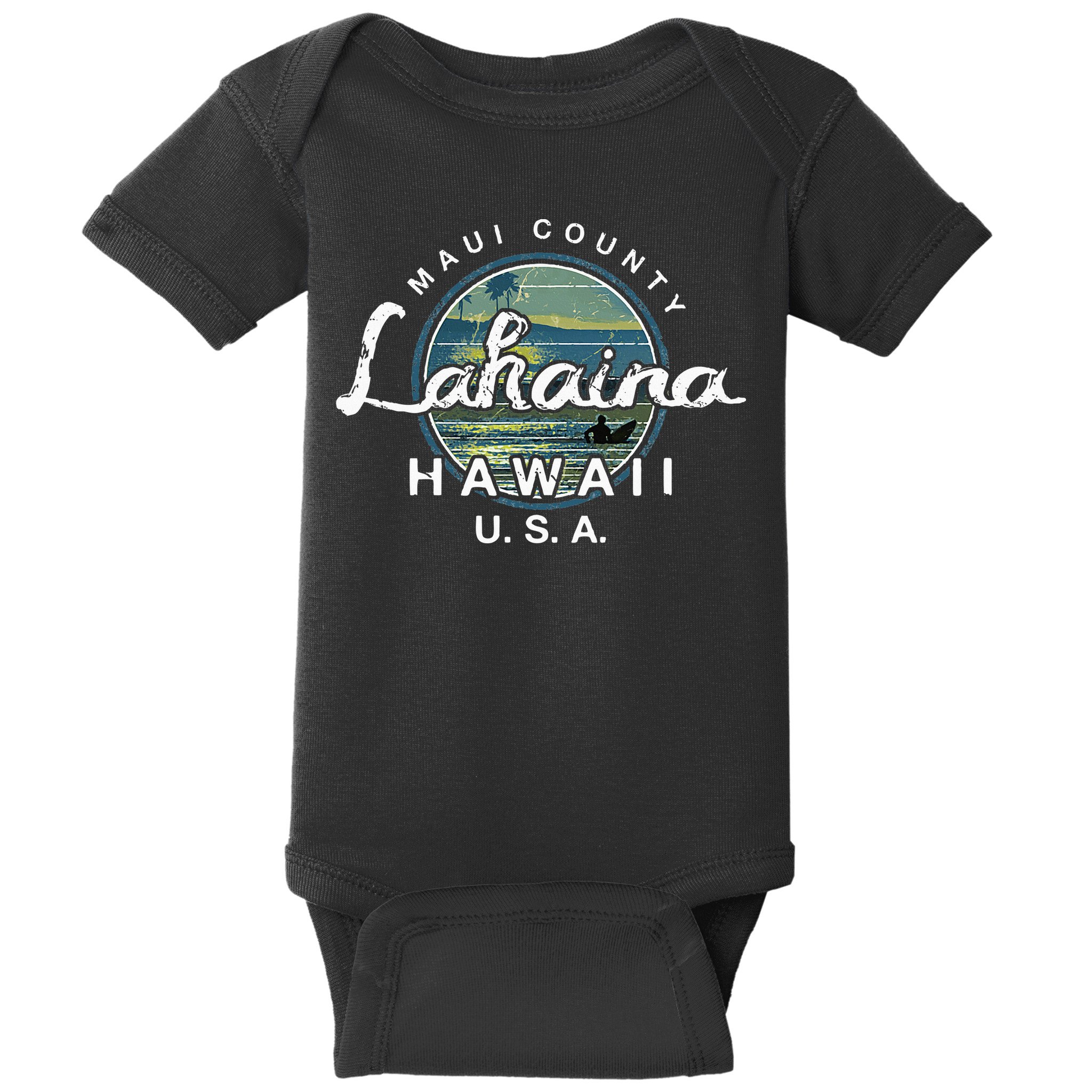 Lahaina Maui Hawaii Surfing Retro Baby Bodysuit