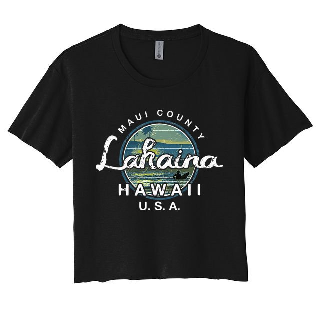 Lahaina Maui Hawaii Surfing Retro Crop Top