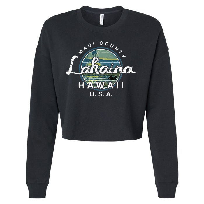Lahaina Maui Hawaii Surfing Retro Cropped Pullover Crew