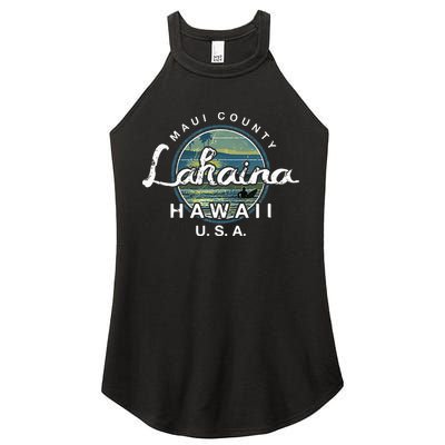 Lahaina Maui Hawaii Surfing Retro Women's Perfect Tri Rocker Tank