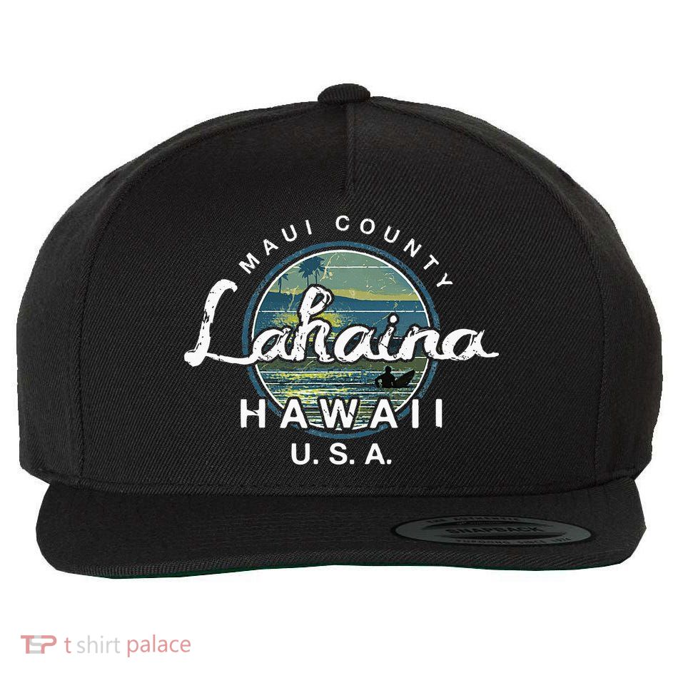 Lahaina Maui Hawaii Surfing Retro Wool Snapback Cap