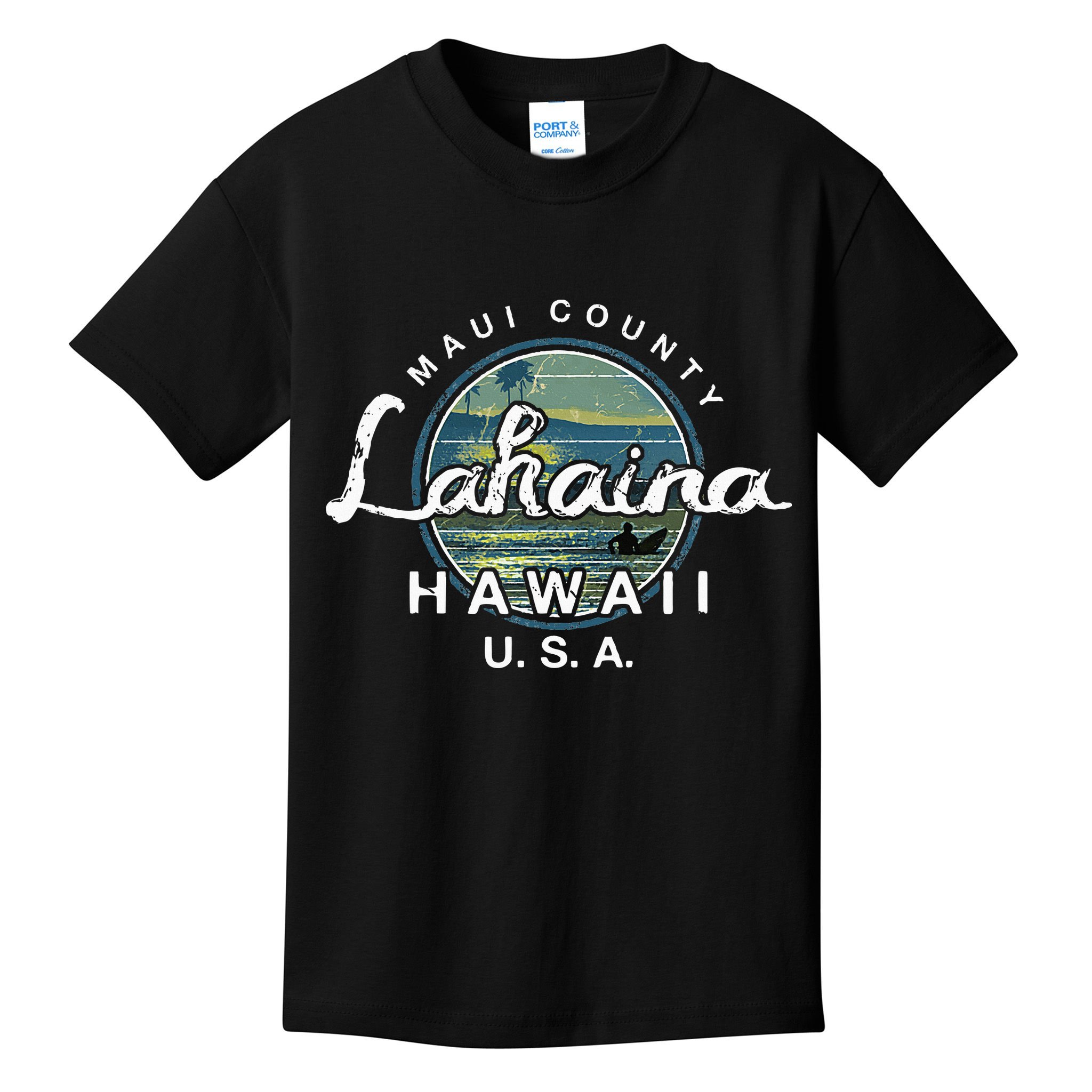 Lahaina Maui Hawaii Surfing Retro Kids T-Shirt