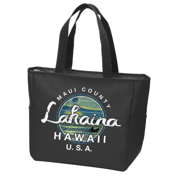 Lahaina Maui Hawaii Surfing Retro Zip Tote Bag