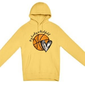 Leopard My Heart Is On That Field Basketball Game Day Vibes Great Gift Premium Pullover Hoodie