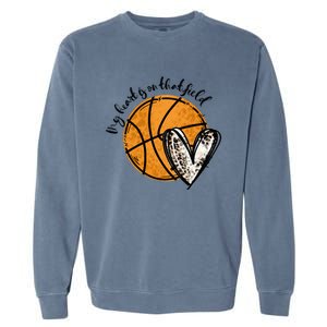 Leopard My Heart Is On That Field Basketball Game Day Vibes Great Gift Garment-Dyed Sweatshirt