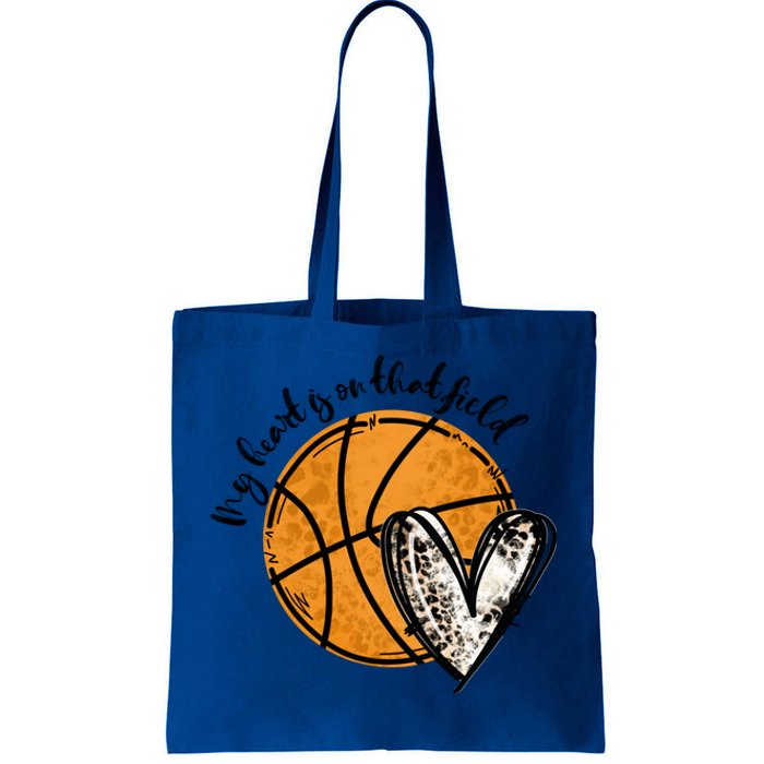 Leopard My Heart Is On That Field Basketball Game Day Vibes Great Gift Tote Bag