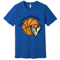 Leopard My Heart Is On That Field Basketball Game Day Vibes Great Gift Premium T-Shirt