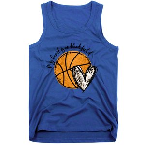 Leopard My Heart Is On That Field Basketball Game Day Vibes Great Gift Tank Top