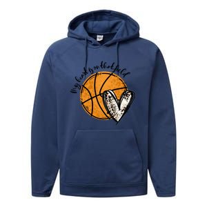 Leopard My Heart Is On That Field Basketball Game Day Vibes Great Gift Performance Fleece Hoodie