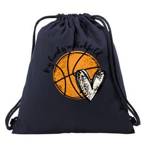 Leopard My Heart Is On That Field Basketball Game Day Vibes Great Gift Drawstring Bag