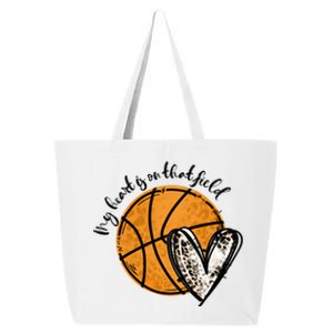 Leopard My Heart Is On That Field Basketball Game Day Vibes Great Gift 25L Jumbo Tote