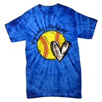 Leopard My Heart Is On That Field Softball Game Day Vibes Gift Tie-Dye T-Shirt