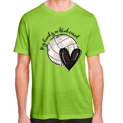 Leopard My Heart Is On That Field Volleyball Heart Game Day Gift Adult ChromaSoft Performance T-Shirt