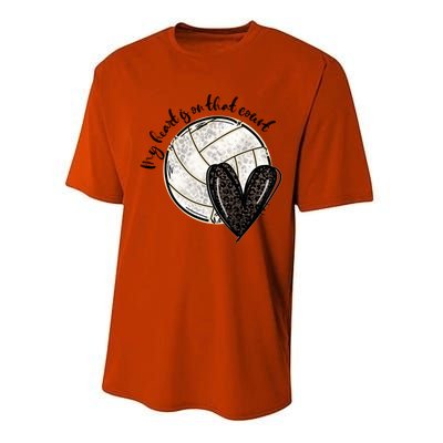 Leopard My Heart Is On That Field Volleyball Heart Game Day Gift Performance Sprint T-Shirt