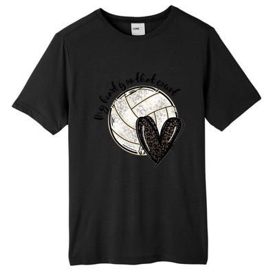 Leopard My Heart Is On That Field Volleyball Heart Game Day Gift Tall Fusion ChromaSoft Performance T-Shirt