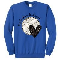 Leopard My Heart Is On That Field Volleyball Heart Game Day Gift Sweatshirt