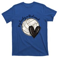 Leopard My Heart Is On That Field Volleyball Heart Game Day Gift T-Shirt