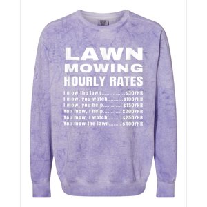 Lawn Mowing Hourly Rates Price List Funny Mow Colorblast Crewneck Sweatshirt