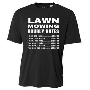 Lawn Mowing Hourly Rates Price List Funny Mow Cooling Performance Crew T-Shirt