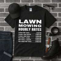 Lawn Mowing Hourly Rates Price List Funny Mow Tall T-Shirt