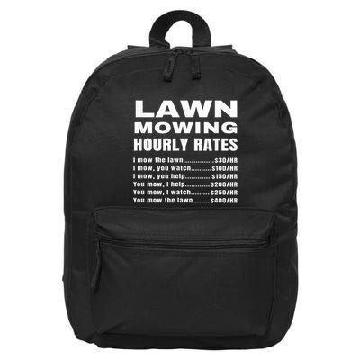 Lawn Mowing Hourly Rates Price List Funny Mow 16 in Basic Backpack
